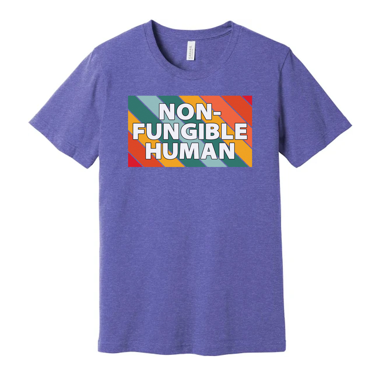 Non-Fungible Human Graphic Unisex T Shirt With Colorful Retro Stripe Pattern Artwork