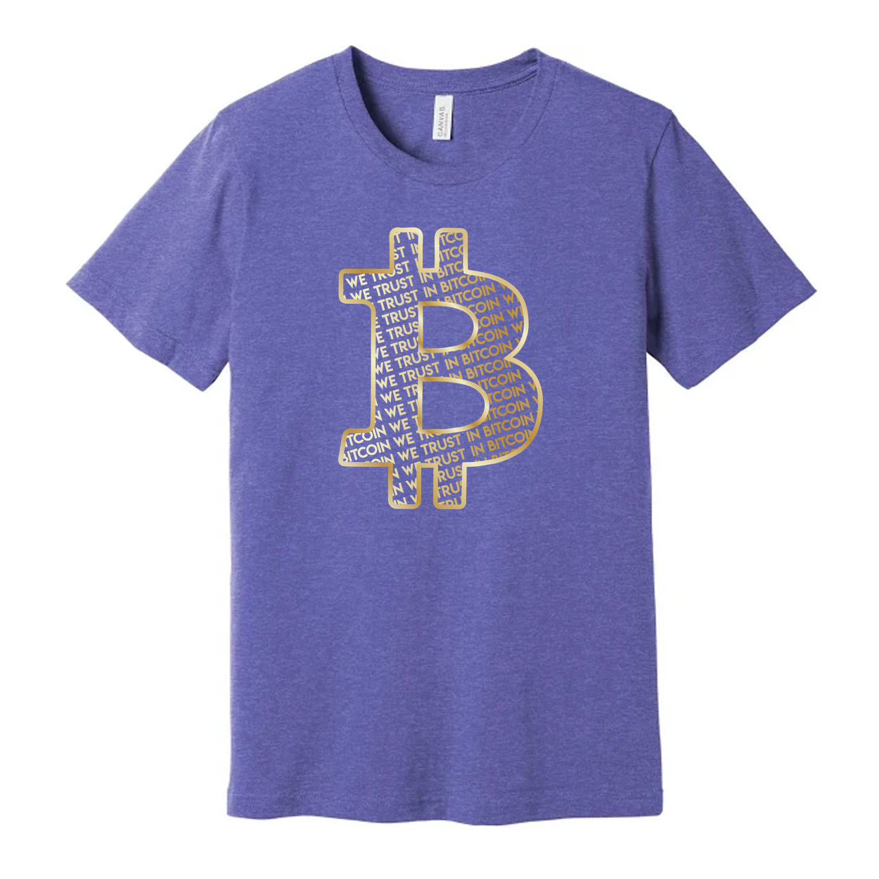 Unisex Bitcoin Symbol Graphic Tee With Gold Outline And Trust In Bitcoin Pattern