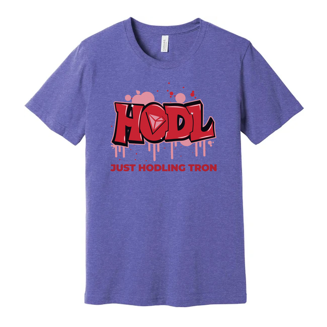 Hodl Tron Graphic Unisex Tee For Crypto Enthusiasts With Bold Red Lettering And Drip Design