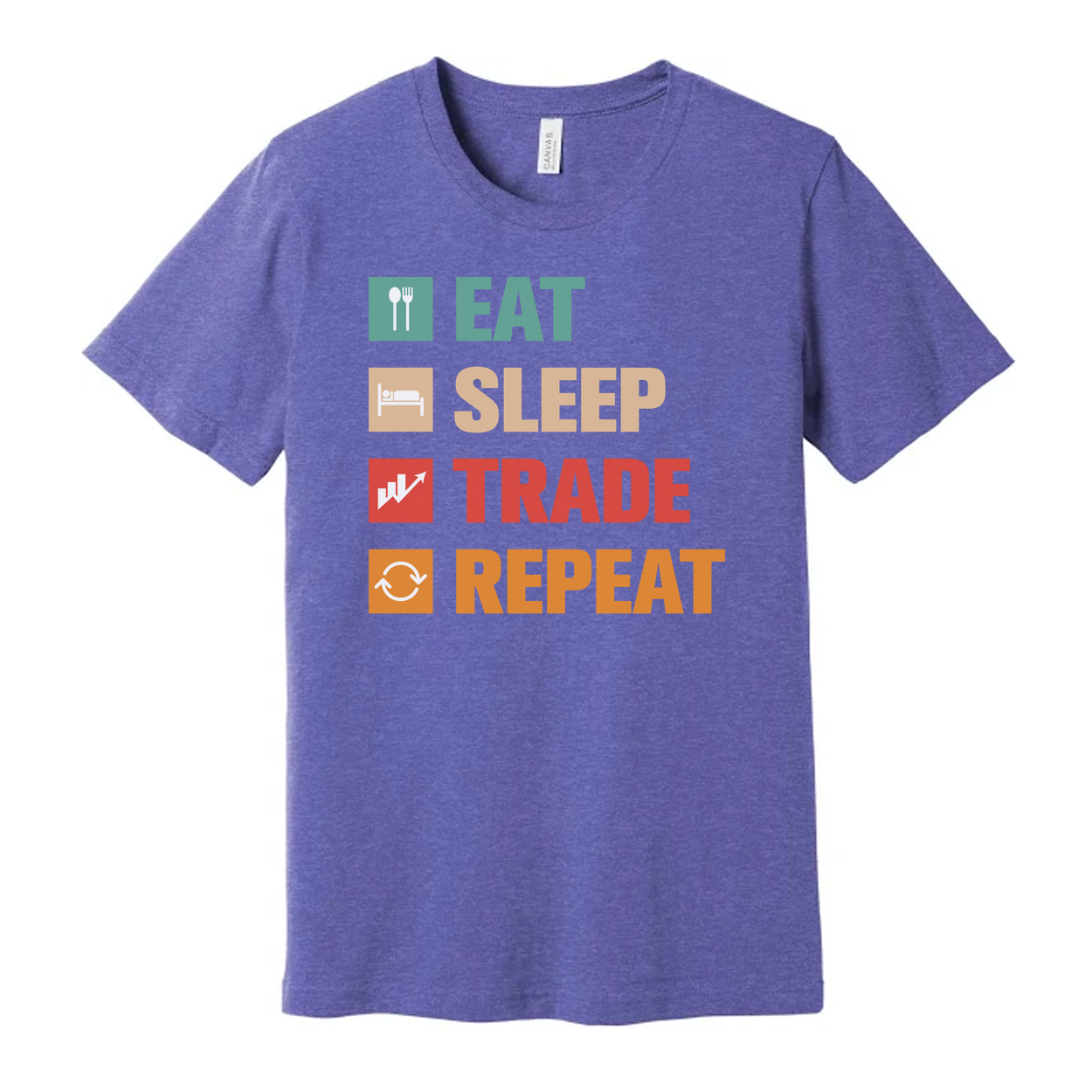 Crypto Trading Unisex T Shirt Eat Sleep Trade Repeat Graphic Tee for Investors and Traders