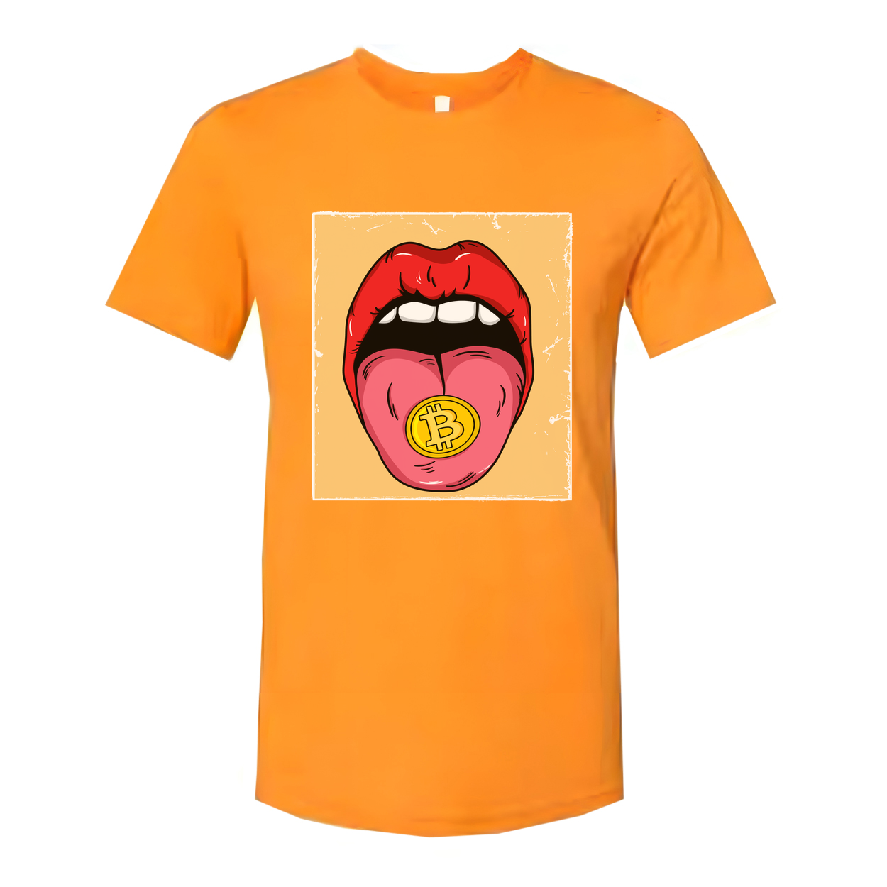 Crypto Bitcoin Tongue Graphic Tee for Unisex Adults
