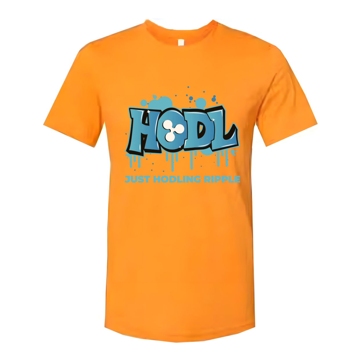 Crypto Hodl Graffiti Tee Featuring Blue HODL Logo And Just Hodling Ripple Text For Unisex Fit