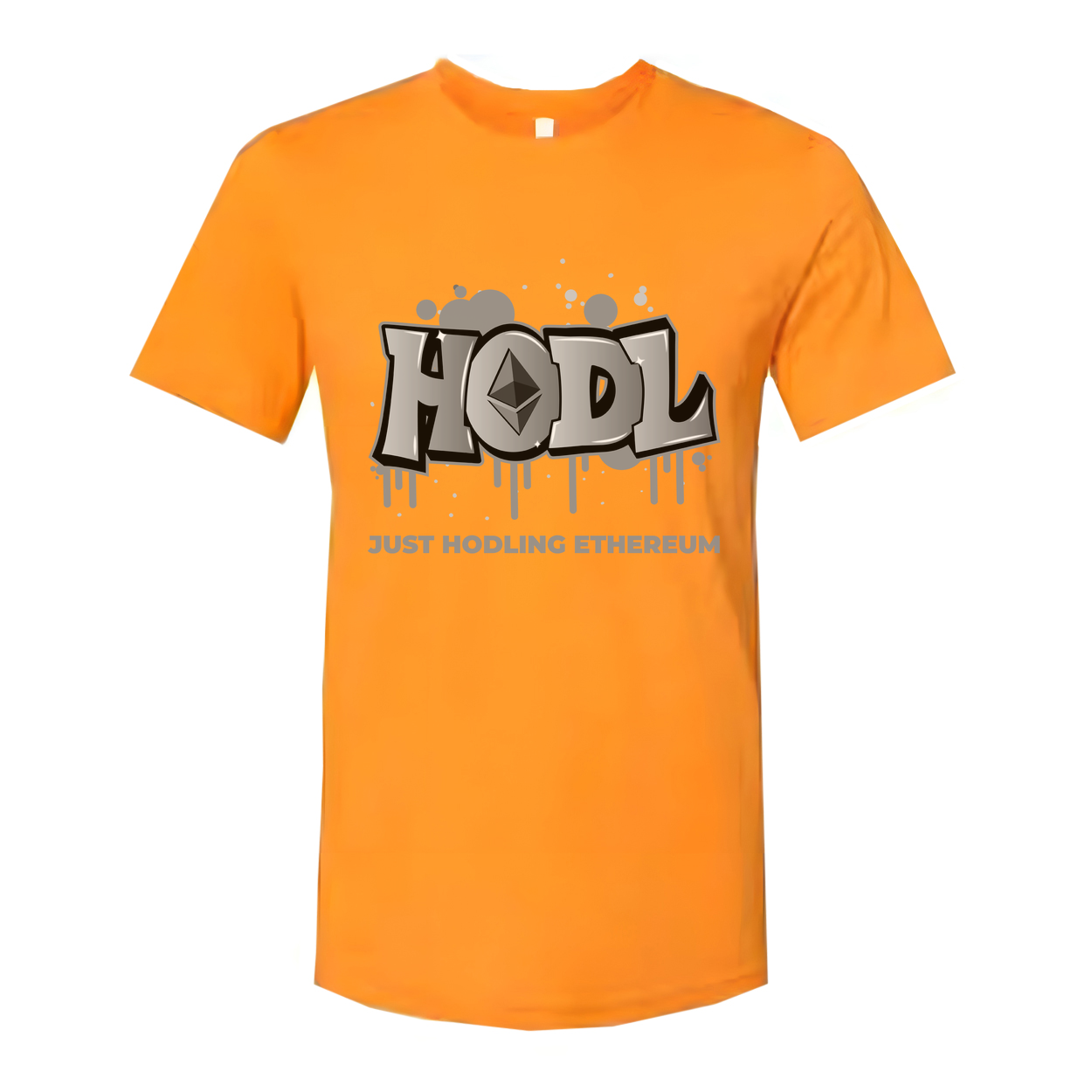 Unisex Short Sleeve Graphic Tee Featuring Hodl Ethereum Logo Artwork and Retro Typeface