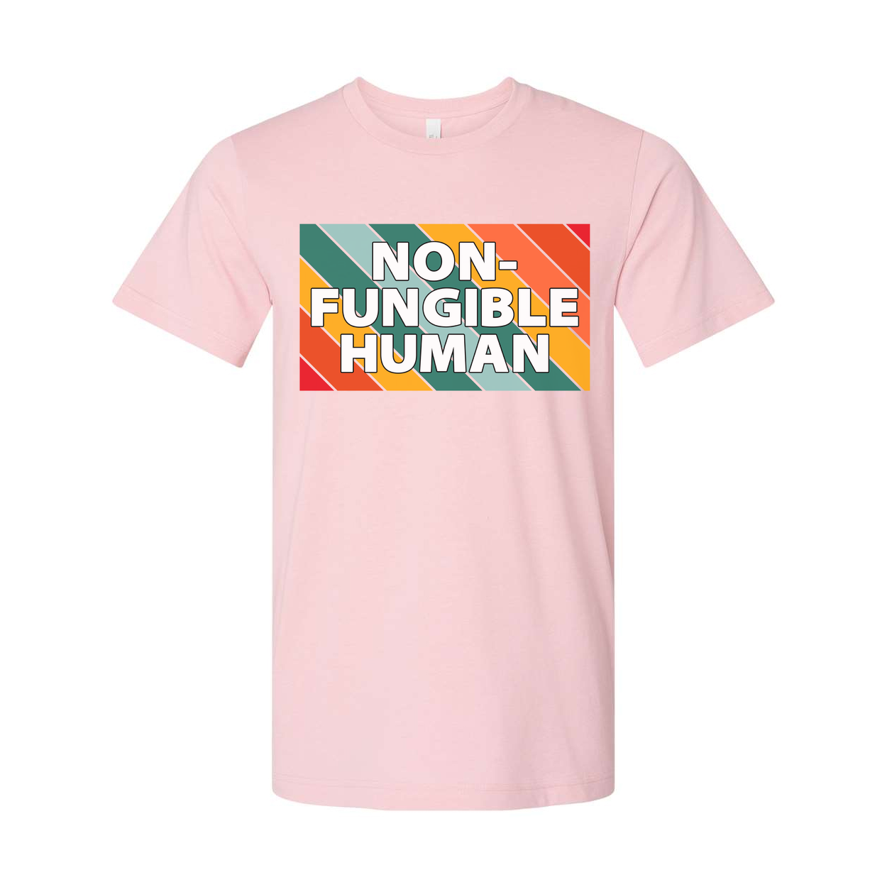 Non-Fungible Human Graphic Unisex T Shirt With Colorful Retro Stripe Pattern Artwork