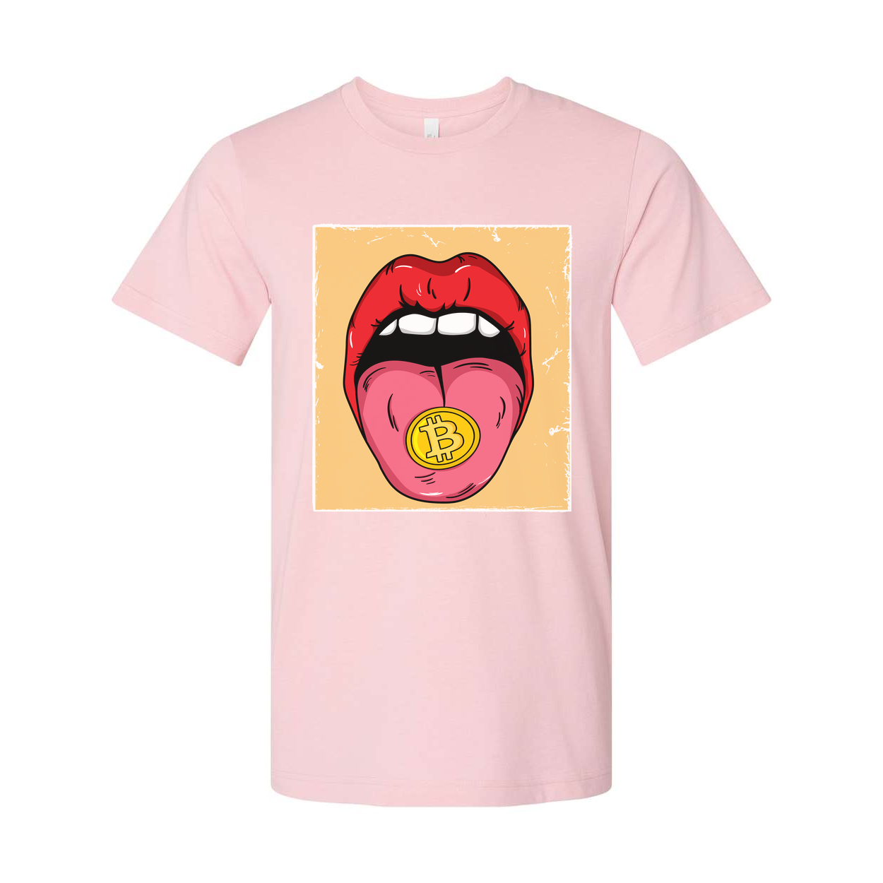 Crypto Bitcoin Tongue Graphic Tee for Unisex Adults