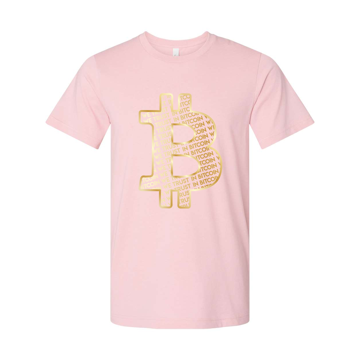 Unisex Bitcoin Symbol Graphic Tee With Gold Outline And Trust In Bitcoin Pattern