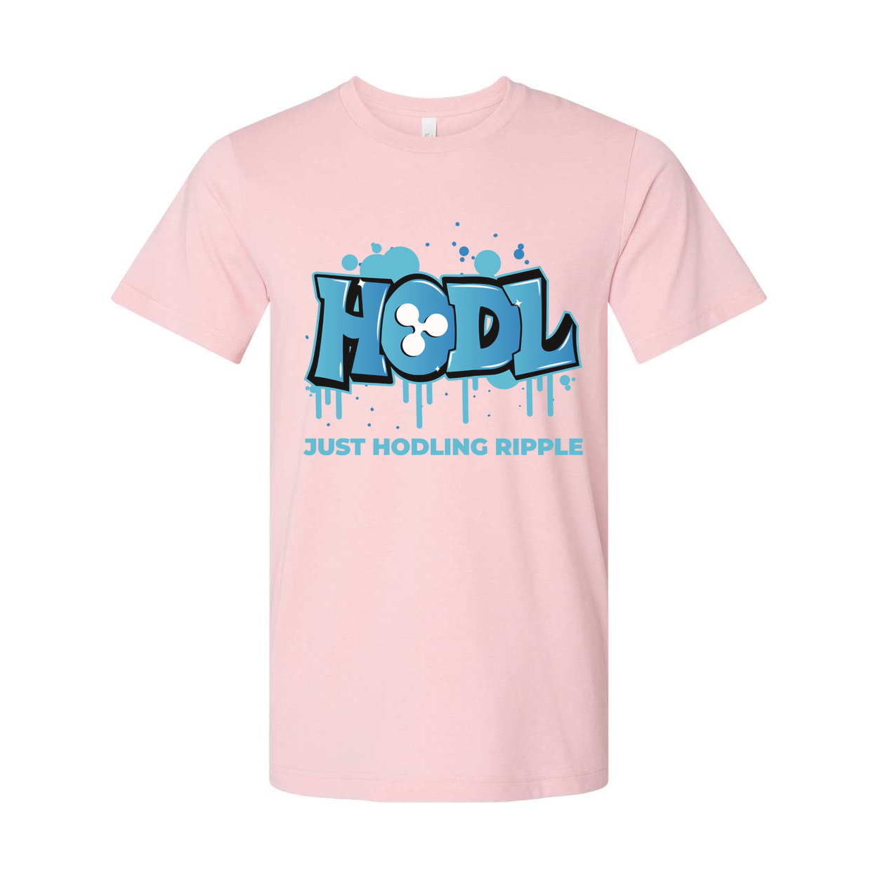 Crypto Hodl Graffiti Tee Featuring Blue HODL Logo And Just Hodling Ripple Text For Unisex Fit