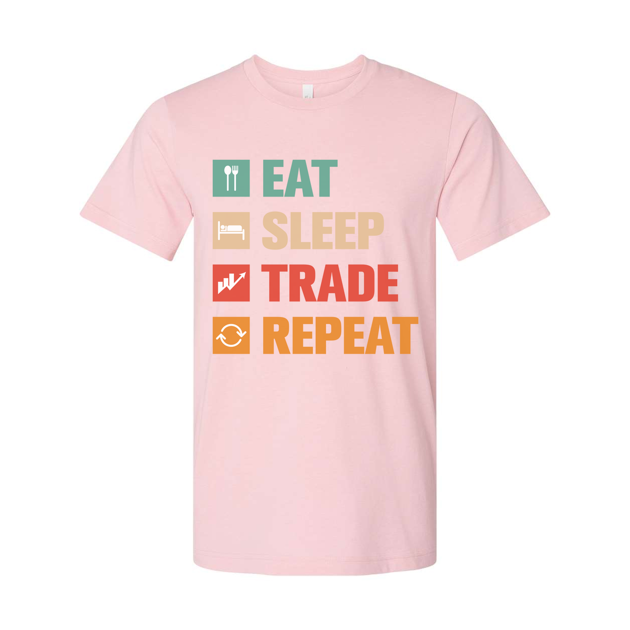 Crypto Trading Unisex T Shirt Eat Sleep Trade Repeat Graphic Tee for Investors and Traders