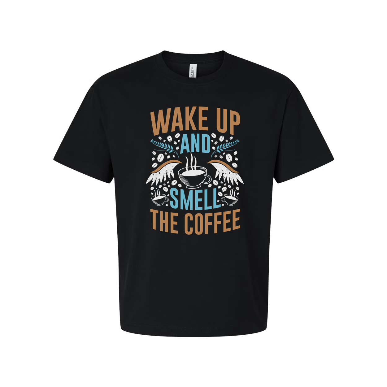 Wake Up And Smell The Coffee Unisex Graphic Tee With Coffee Cup And Steam Design