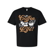 Coffee For Life Unisex Graphic Tee With Coffee Cup Motif Short Sleeve Casual Shirt