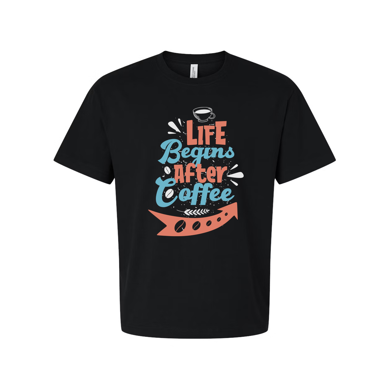 Life Begins After Coffee Unisex Graphic Tee With Coffee Cup Design For Coffee Lovers