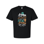 Unisex Coffee Graphic Tee With The Aroma Of Coffee Is The Aroma Of Life Phrase For Coffee Lovers