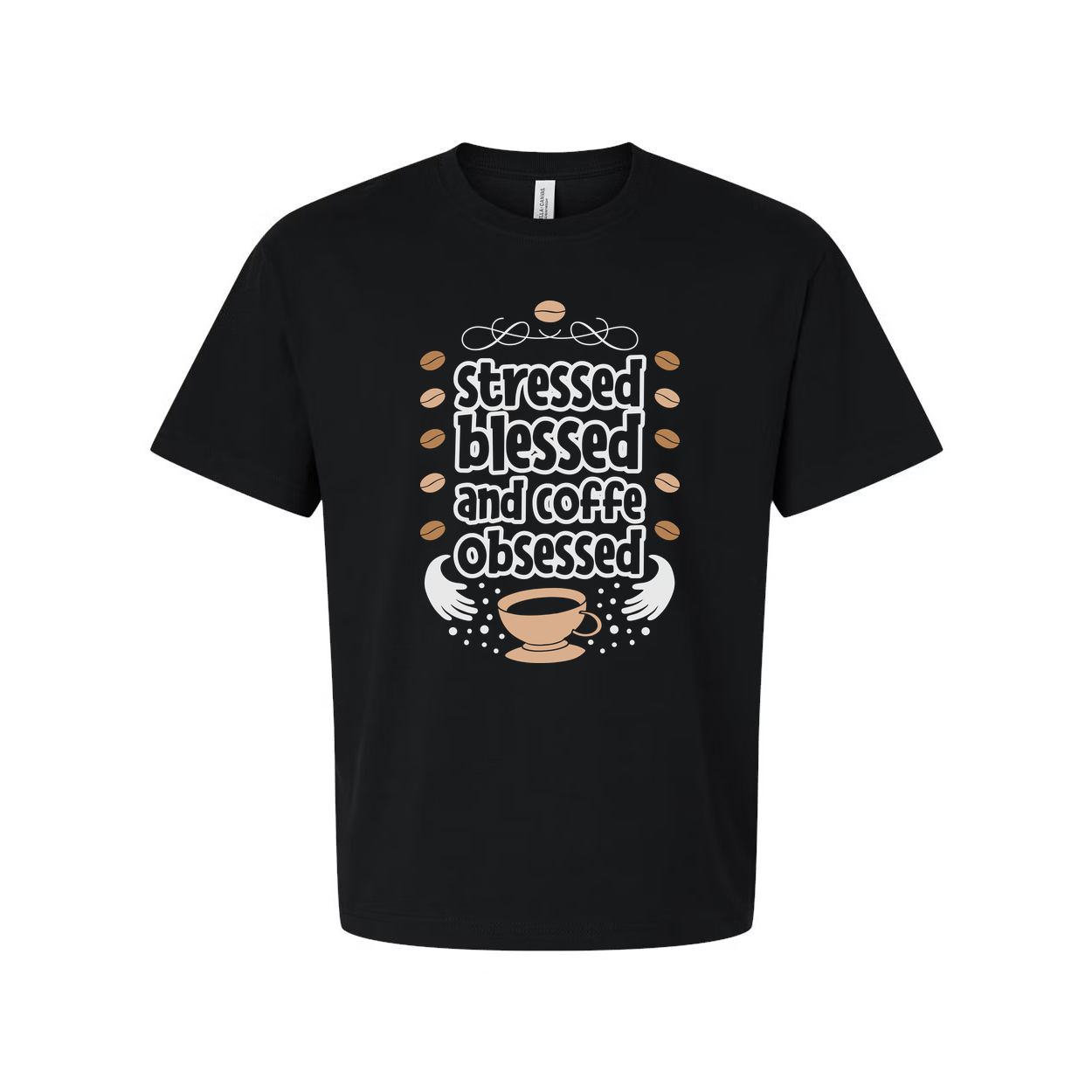 Unisex Coffee Lover T Shirt With Stressed Blessed And Coffee Obsessed Graphic Design