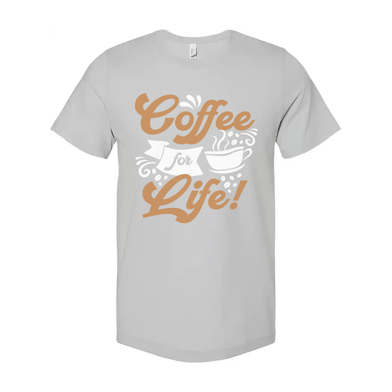 Coffee For Life Unisex Graphic Tee With Coffee Cup Motif Short Sleeve Casual Shirt
