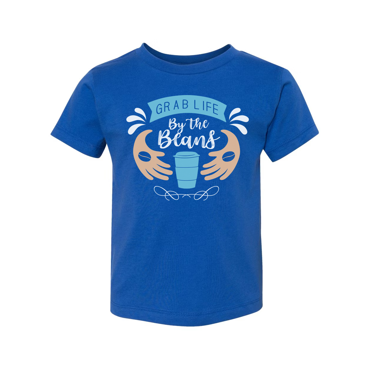 Unisex Coffee Theme Tee Featuring Grab Life By The Beans Illustration With Cup Motif