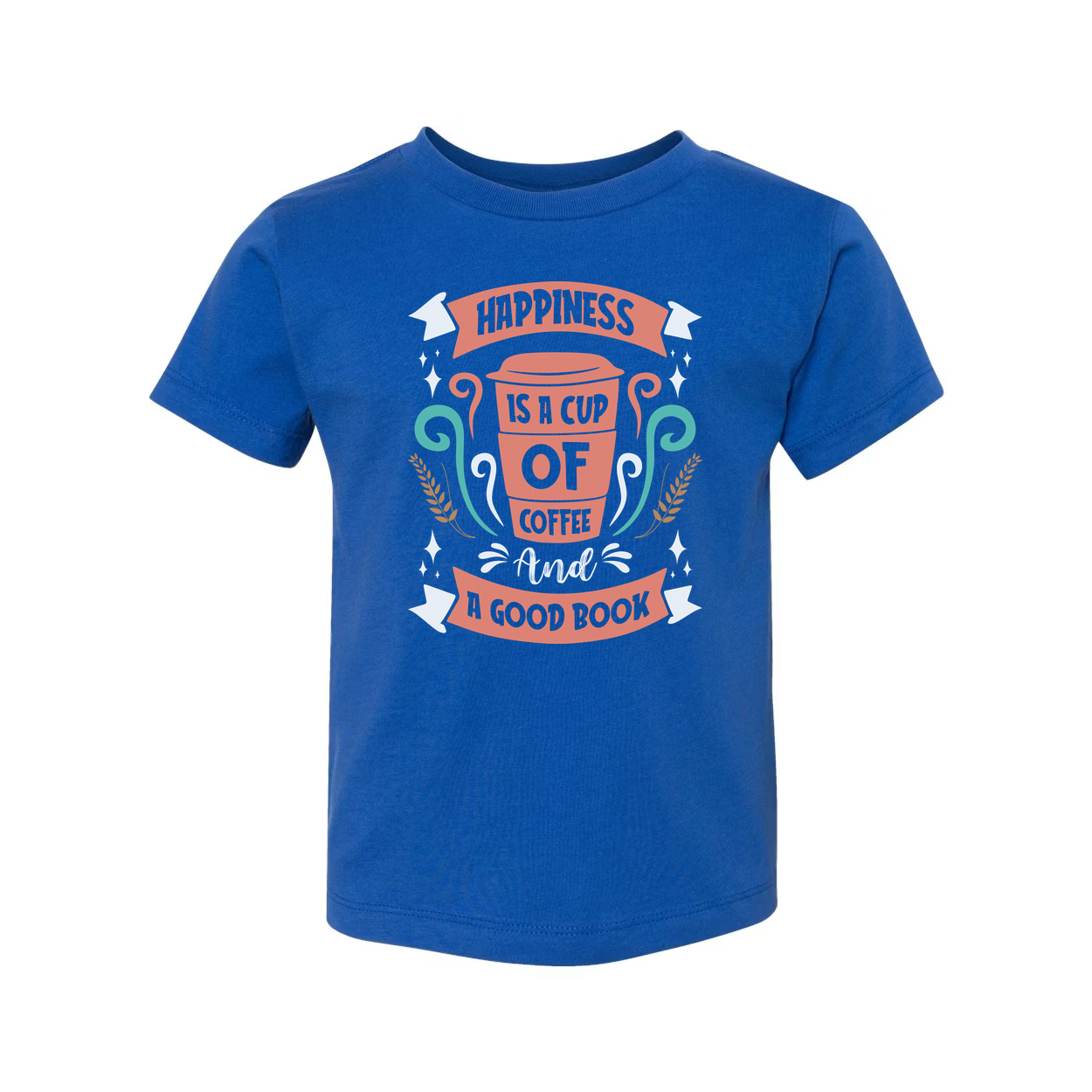 Coffee Cup Graphic Unisex T Shirt With Quote Happiness Is A Cup Of Coffee And A Good Book