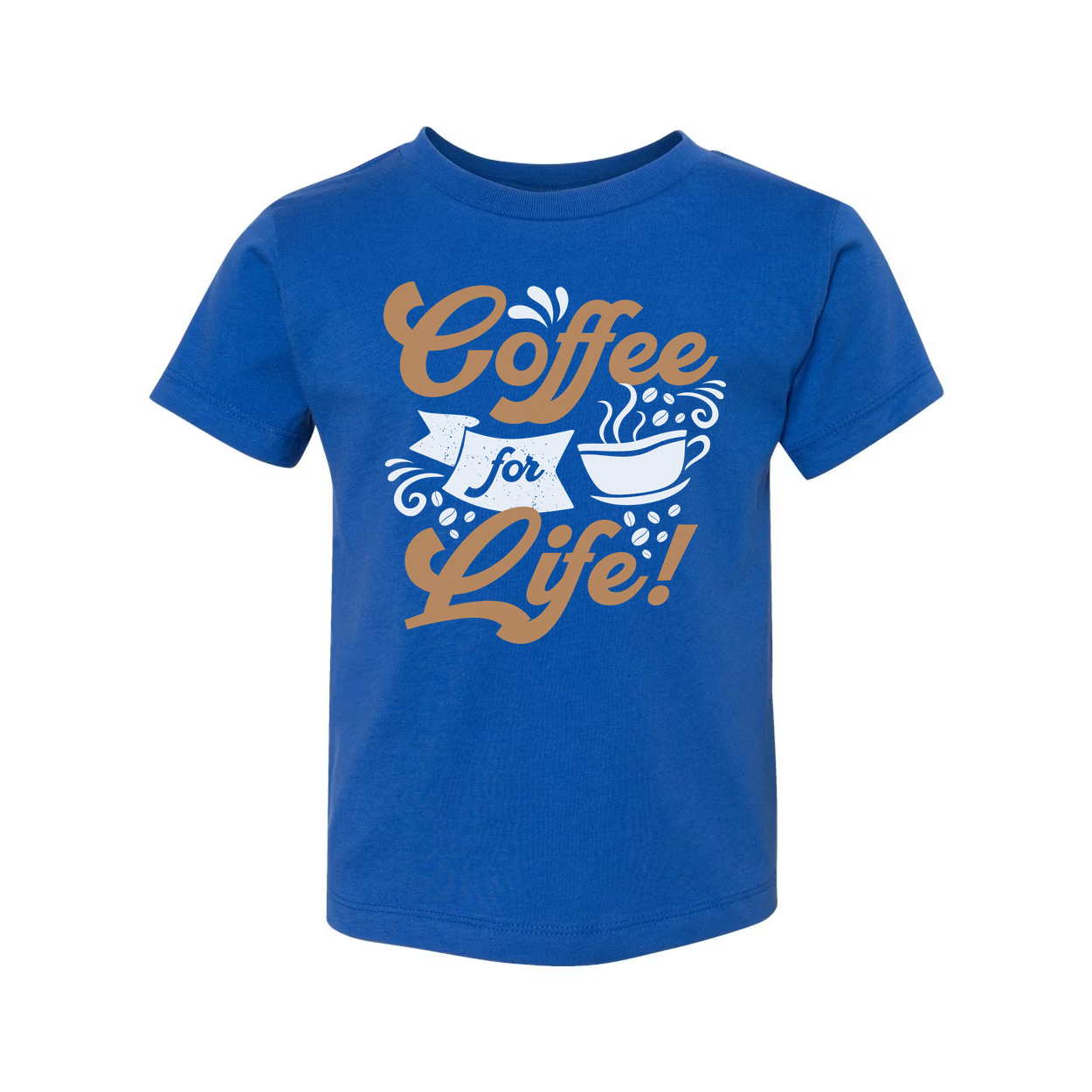 Coffee For Life Unisex Graphic Tee With Coffee Cup Motif Short Sleeve Casual Shirt