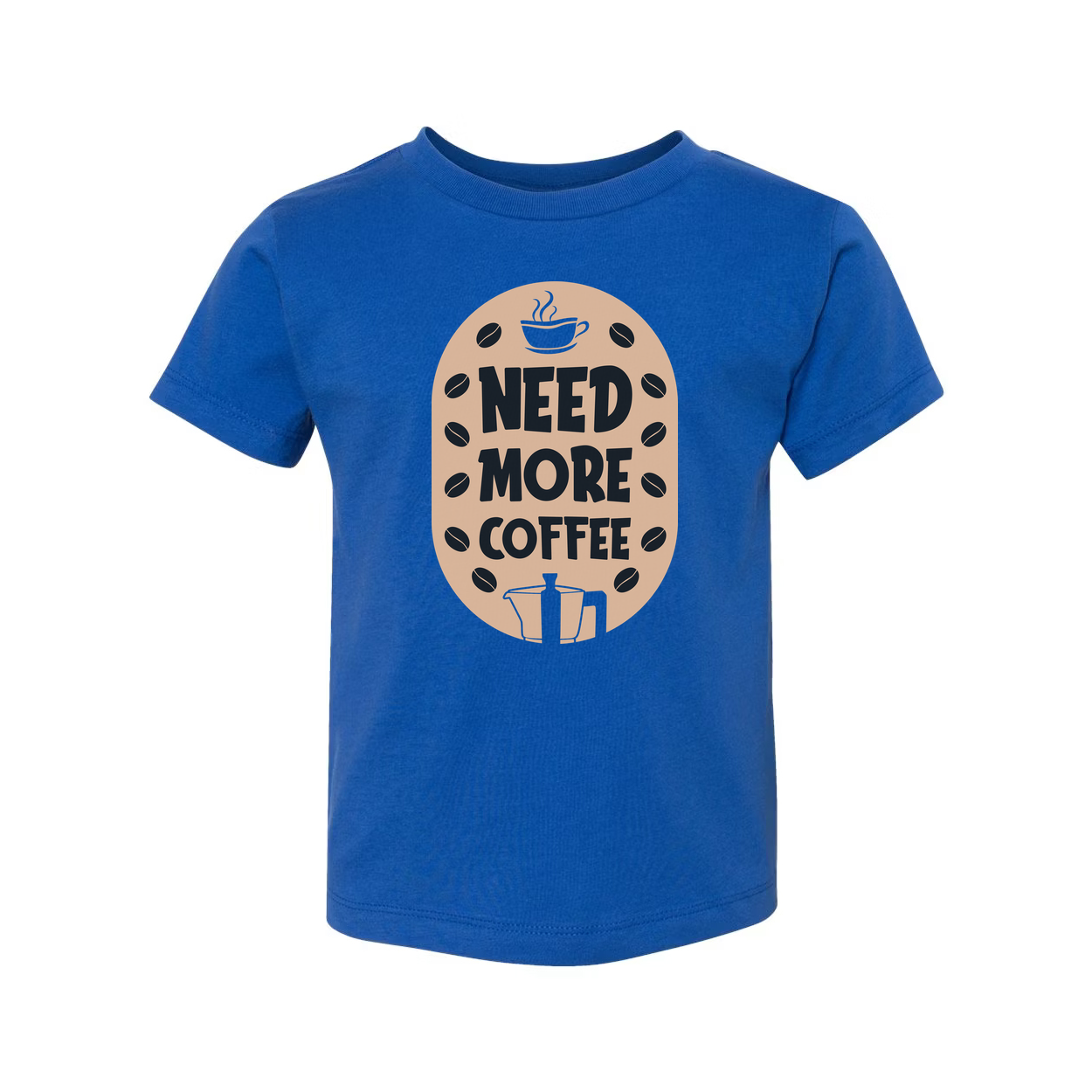 Need More Coffee Unisex Graphic Tee Featuring Coffee Cup Motif And Bean Embellishments