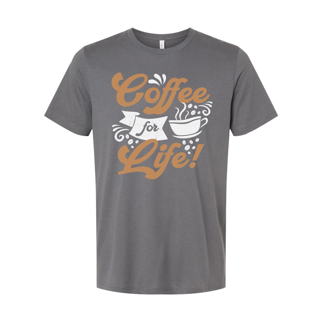 Coffee For Life Unisex Graphic Tee With Coffee Cup Motif Short Sleeve Casual Shirt