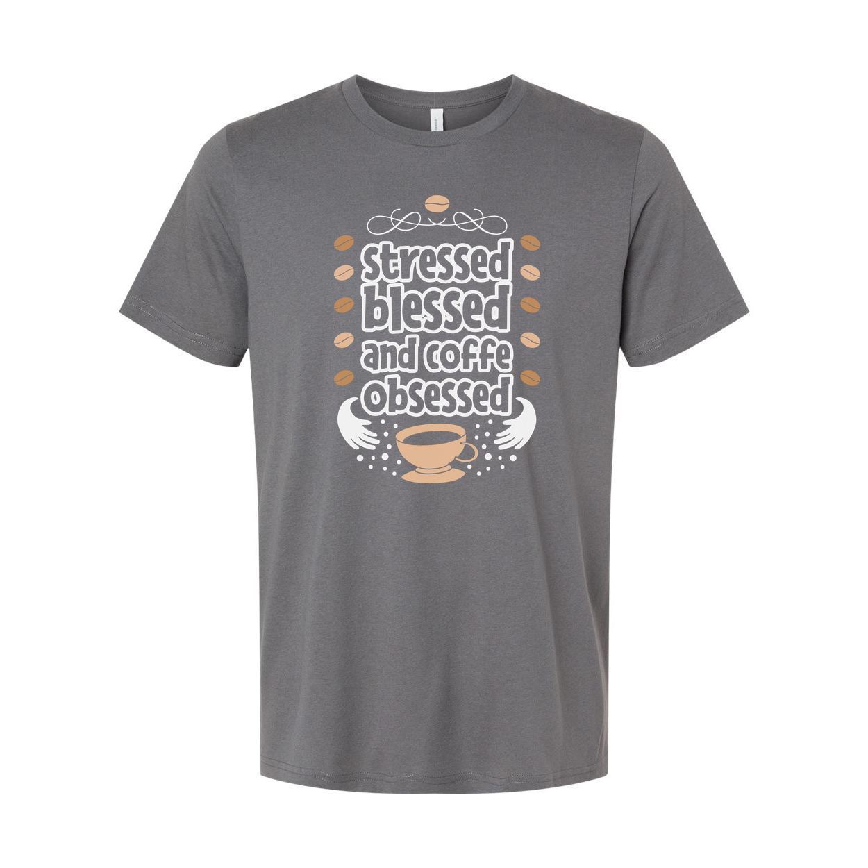 Unisex Coffee Lover T Shirt With Stressed Blessed And Coffee Obsessed Graphic Design