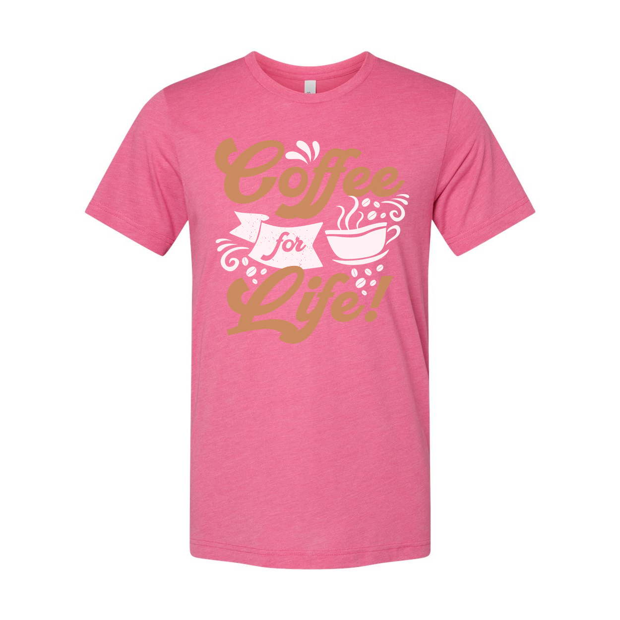 Coffee For Life Unisex Graphic Tee With Coffee Cup Motif Short Sleeve Casual Shirt