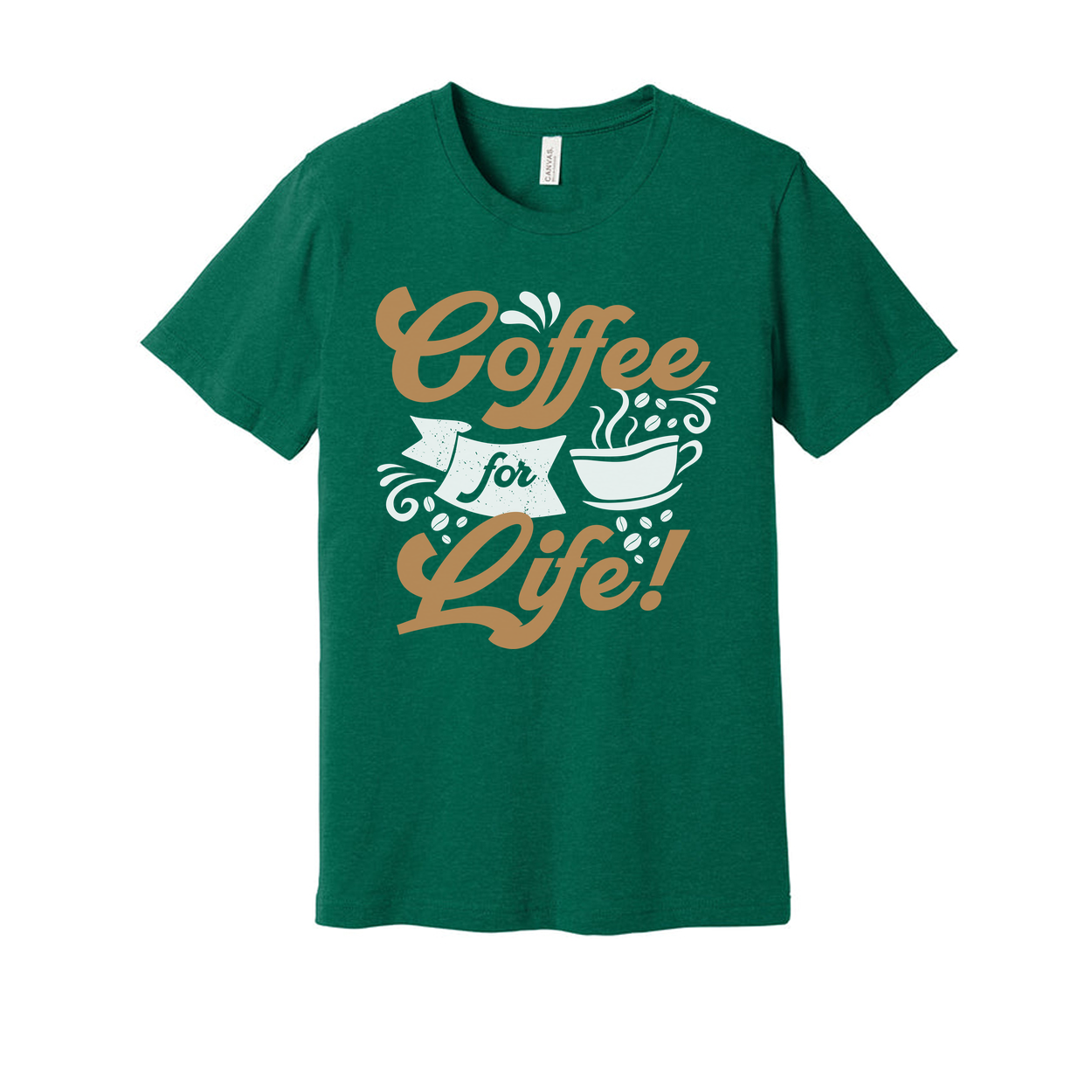 Coffee For Life Unisex Graphic Tee With Coffee Cup Motif Short Sleeve Casual Shirt