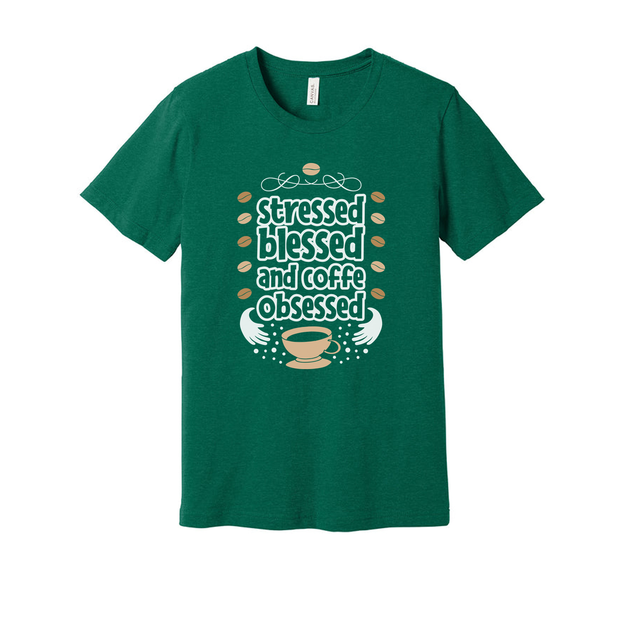 Unisex Coffee Lover T Shirt With Stressed Blessed And Coffee Obsessed Graphic Design