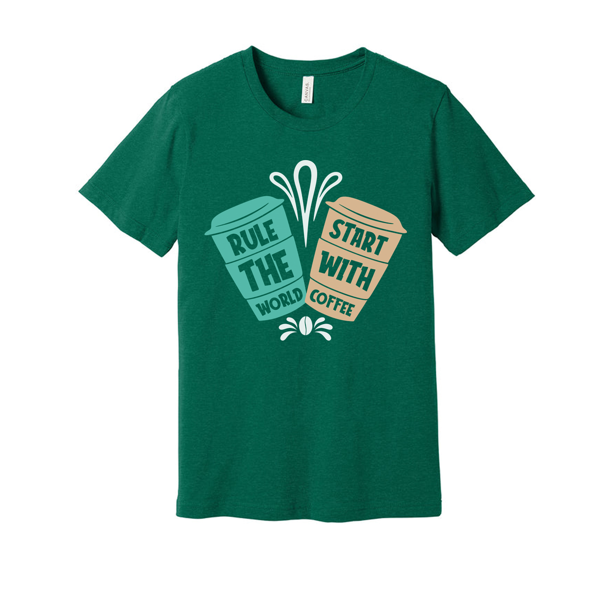 Unisex Coffee Graphic Tee With Rule The World Start With Coffee Quote Design Casual Everyday Wear