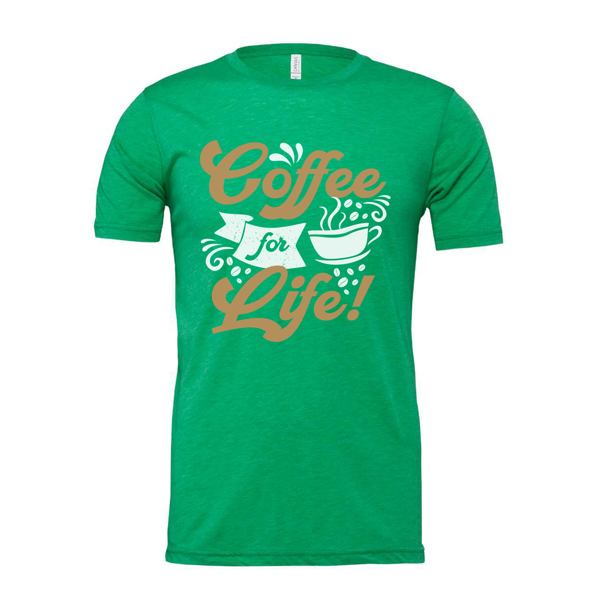 Coffee For Life Unisex Graphic Tee With Coffee Cup Motif Short Sleeve Casual Shirt