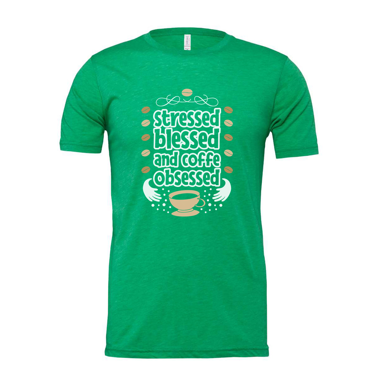 Unisex Coffee Lover T Shirt With Stressed Blessed And Coffee Obsessed Graphic Design