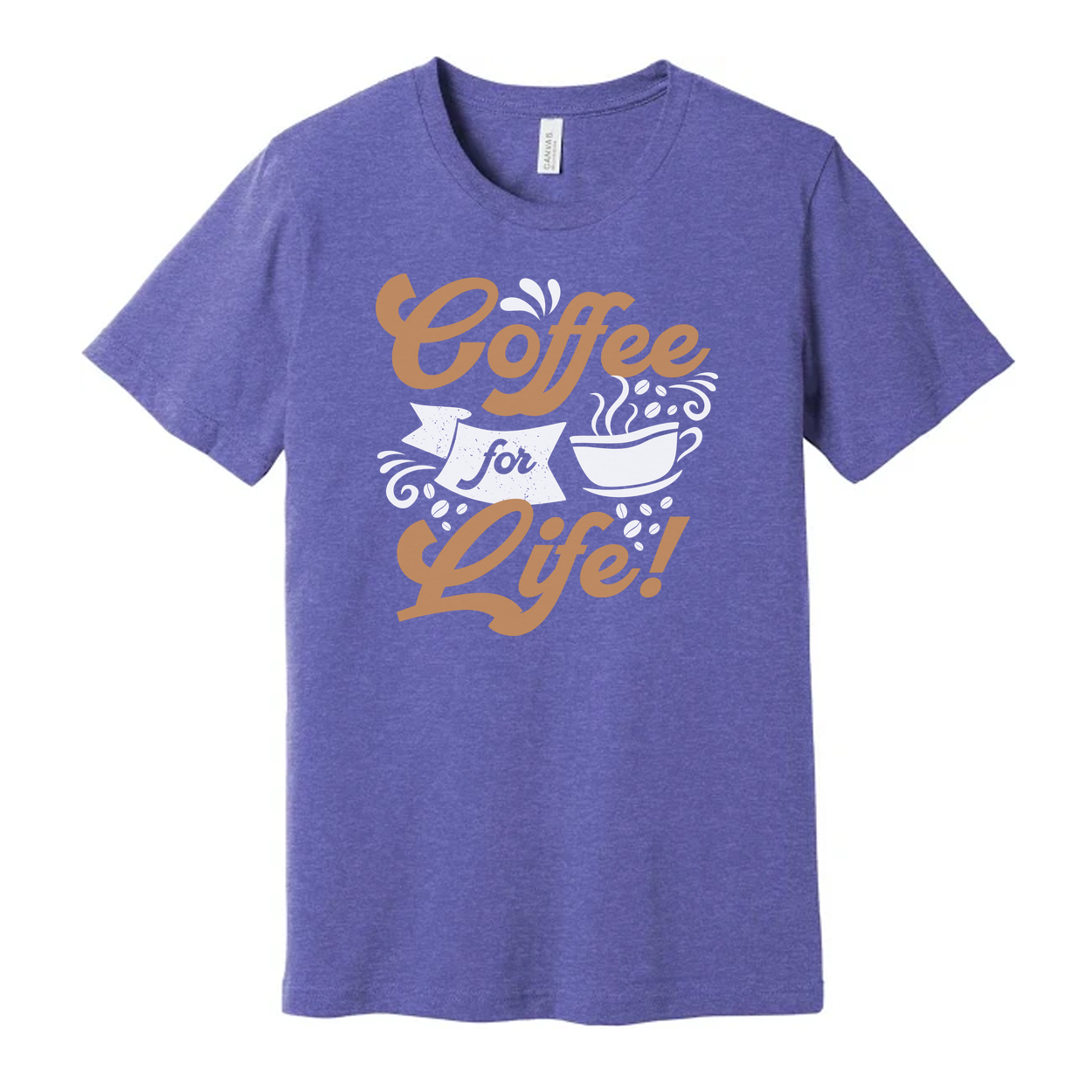 Coffee For Life Unisex Graphic Tee With Coffee Cup Motif Short Sleeve Casual Shirt