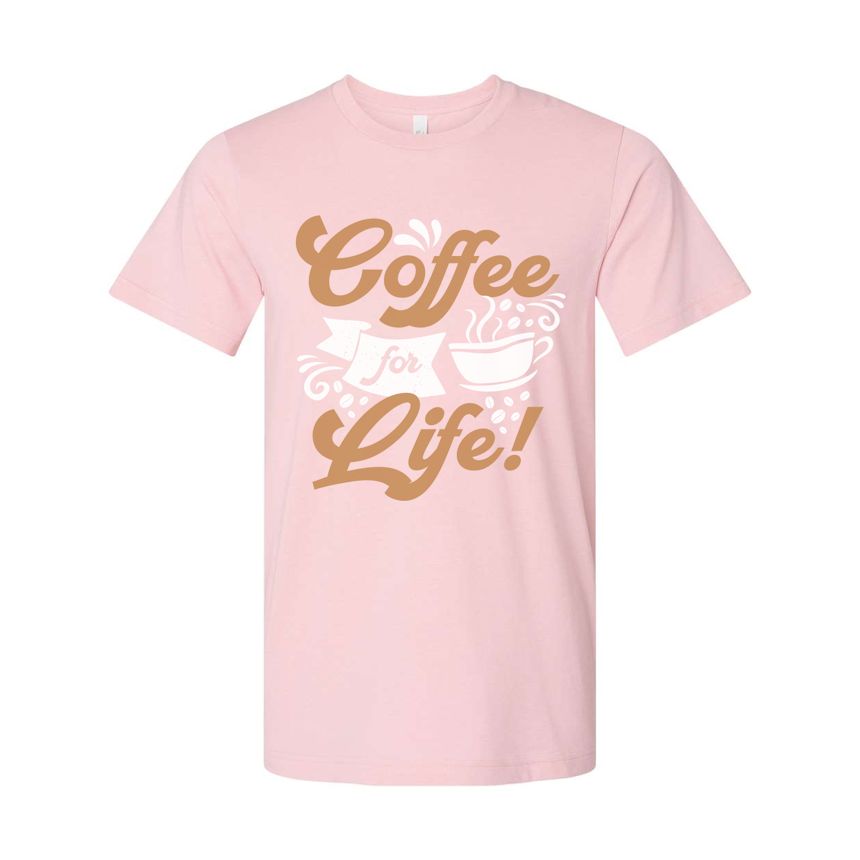 Coffee For Life Unisex Graphic Tee With Coffee Cup Motif Short Sleeve Casual Shirt