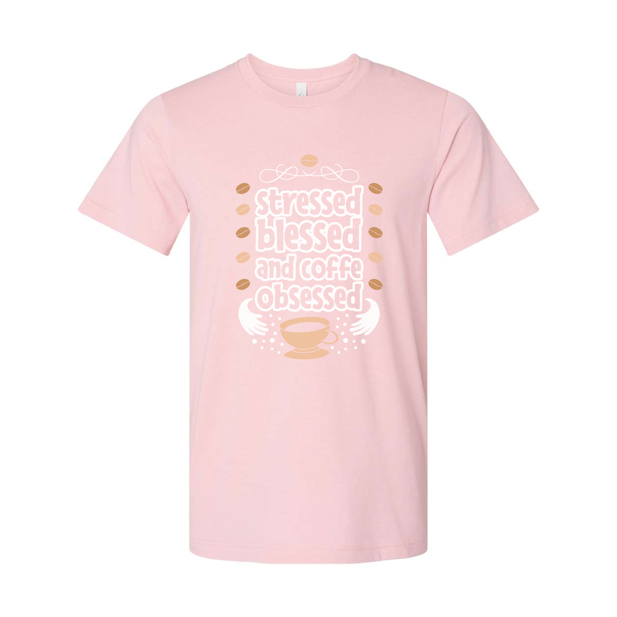 Unisex Coffee Lover T Shirt With Stressed Blessed And Coffee Obsessed Graphic Design