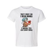 Unisex Owl Reading Books Tee With Tea Cup That's What I Do I Read Books And I Drink Tea And I Know Things