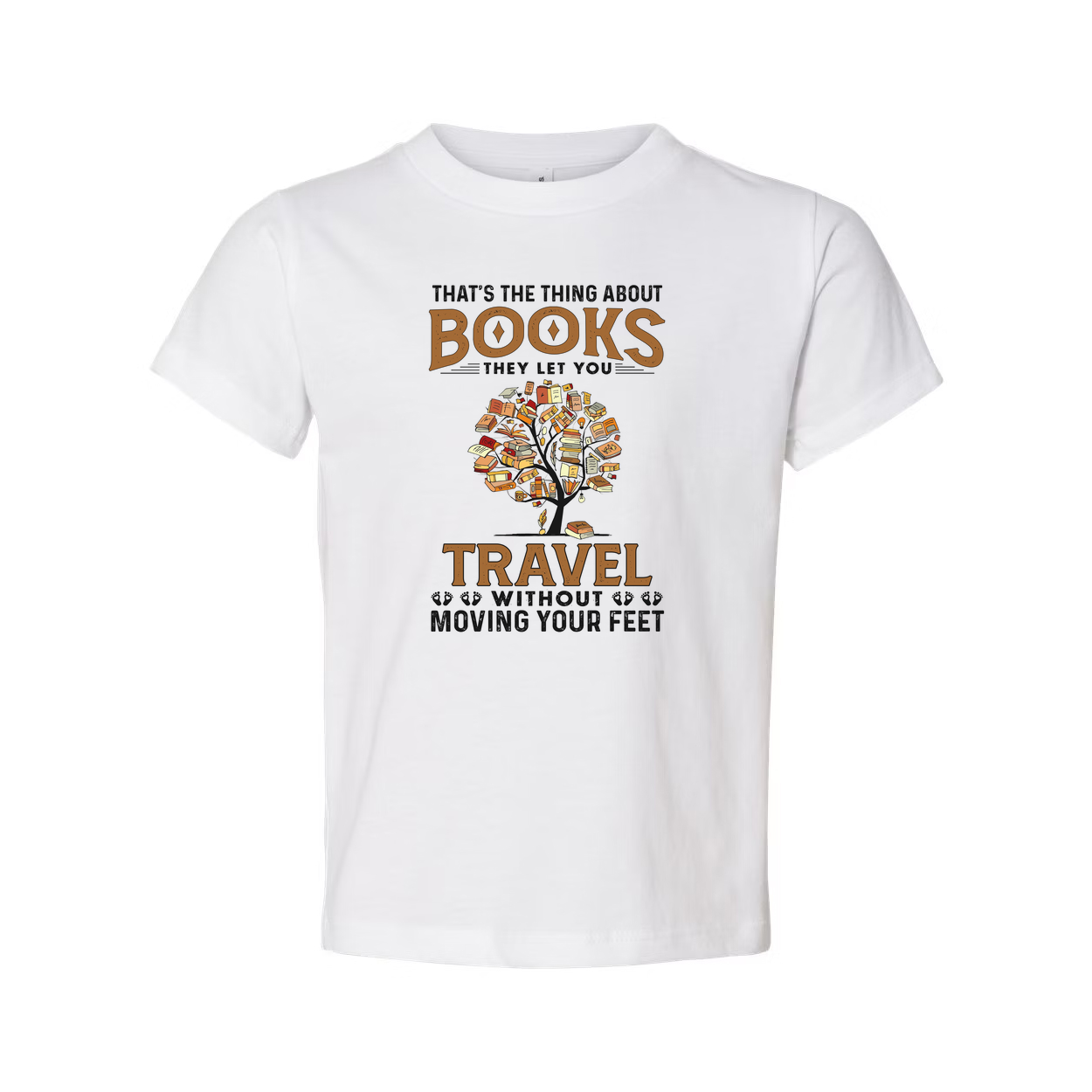Unisex T Shirt With Books Travel Quote Graphic Featuring A Tree Of Books Design Artwork