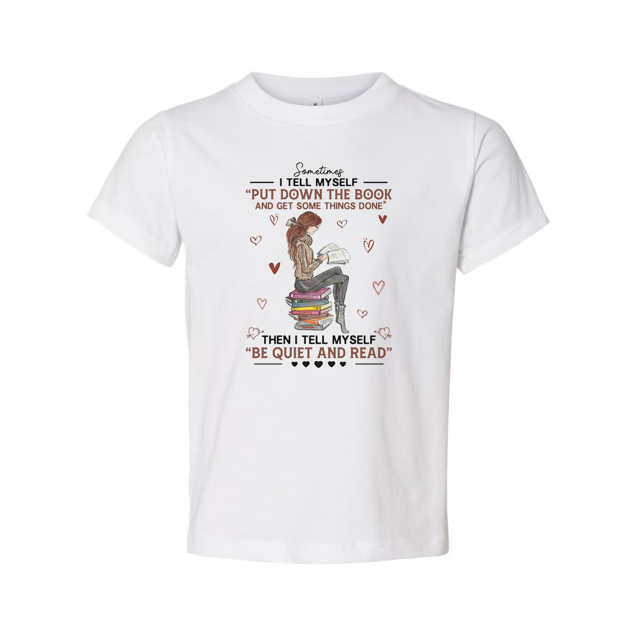 Unisex T Shirt With Reading On Stack Of Books Illustration