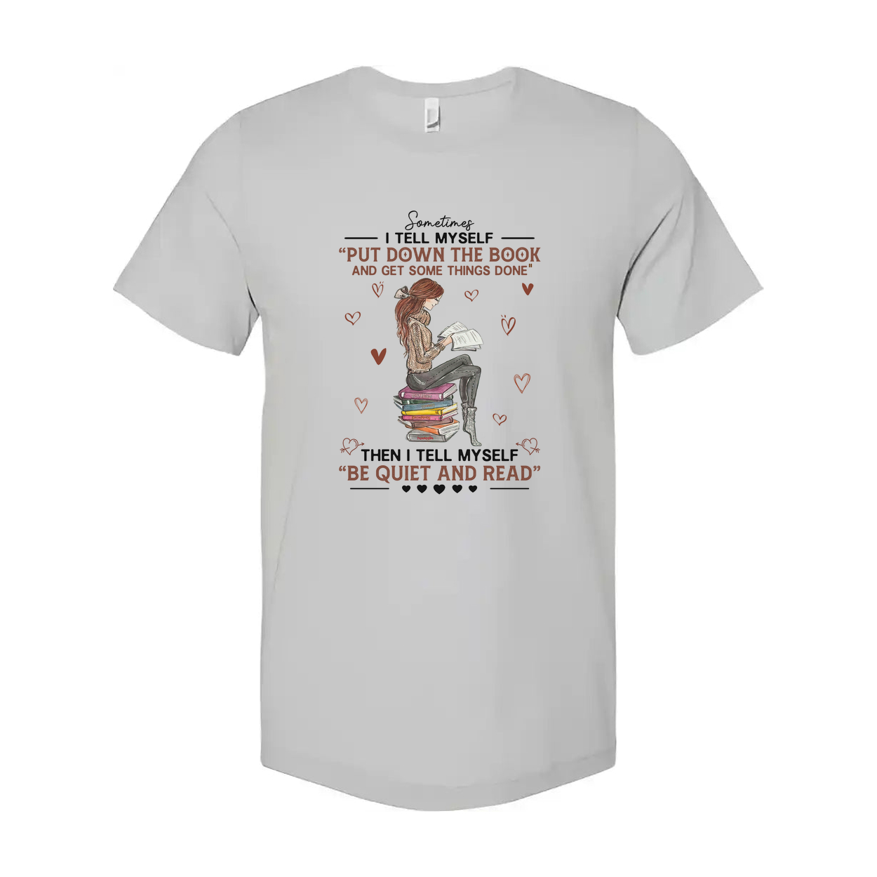 Unisex T Shirt With Reading On Stack Of Books Illustration