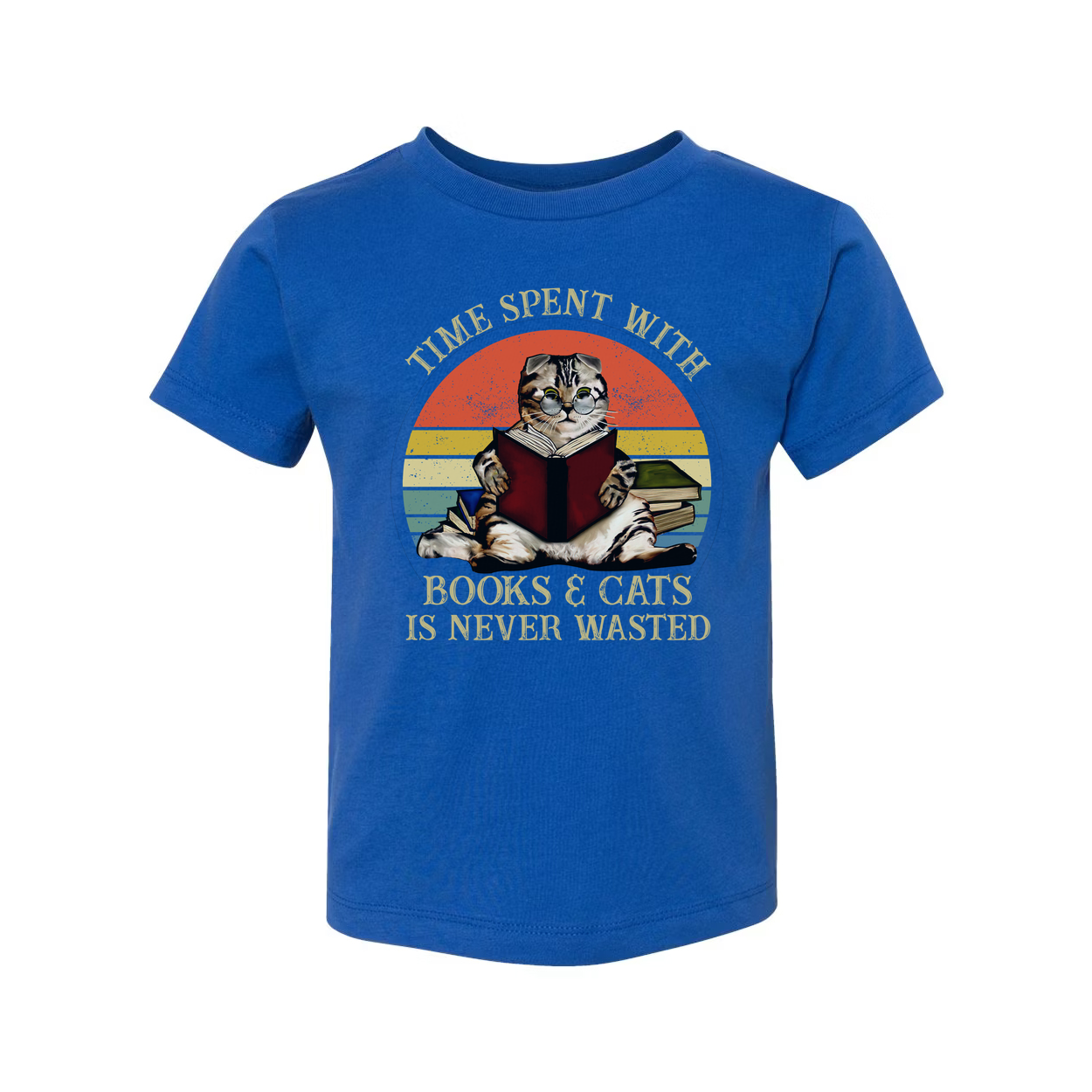 Unisex T Shirt Time Spent With Books And Cats Is Never Wasted Casual Graphic Tee For Book Lovers