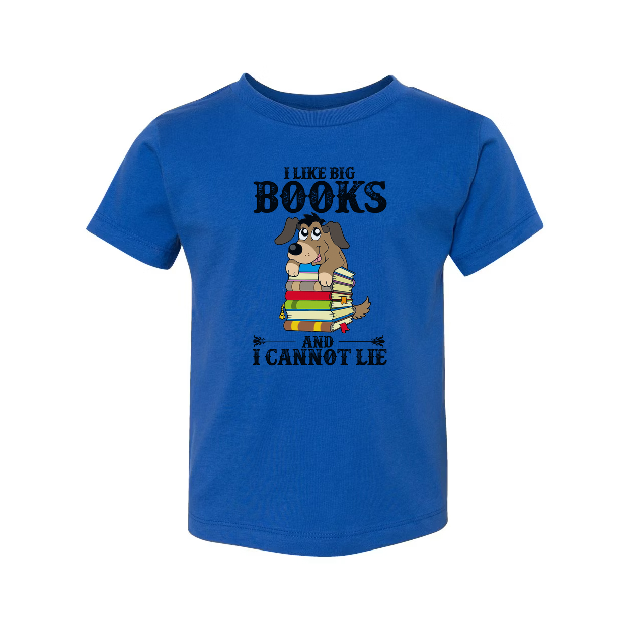 Unisex T Shirt I Like Big Books And I Cannot Lie Cartoon Dog Stacked Books Graphic