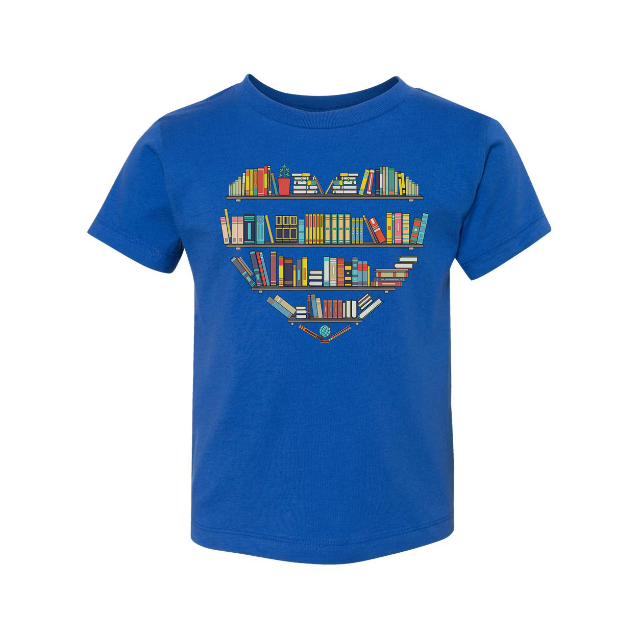 Unisex T Shirt With Heart Shaped Bookshelf Graphic For Book Lovers And Readers Worldwide