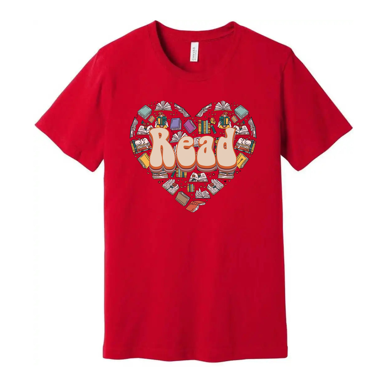 Unisex Read Heart Library Books Graphic T Shirt For Book Lovers And Avid Readers