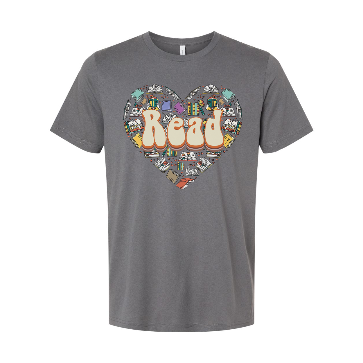 Unisex Read Heart Library Books Graphic T Shirt For Book Lovers And Avid Readers