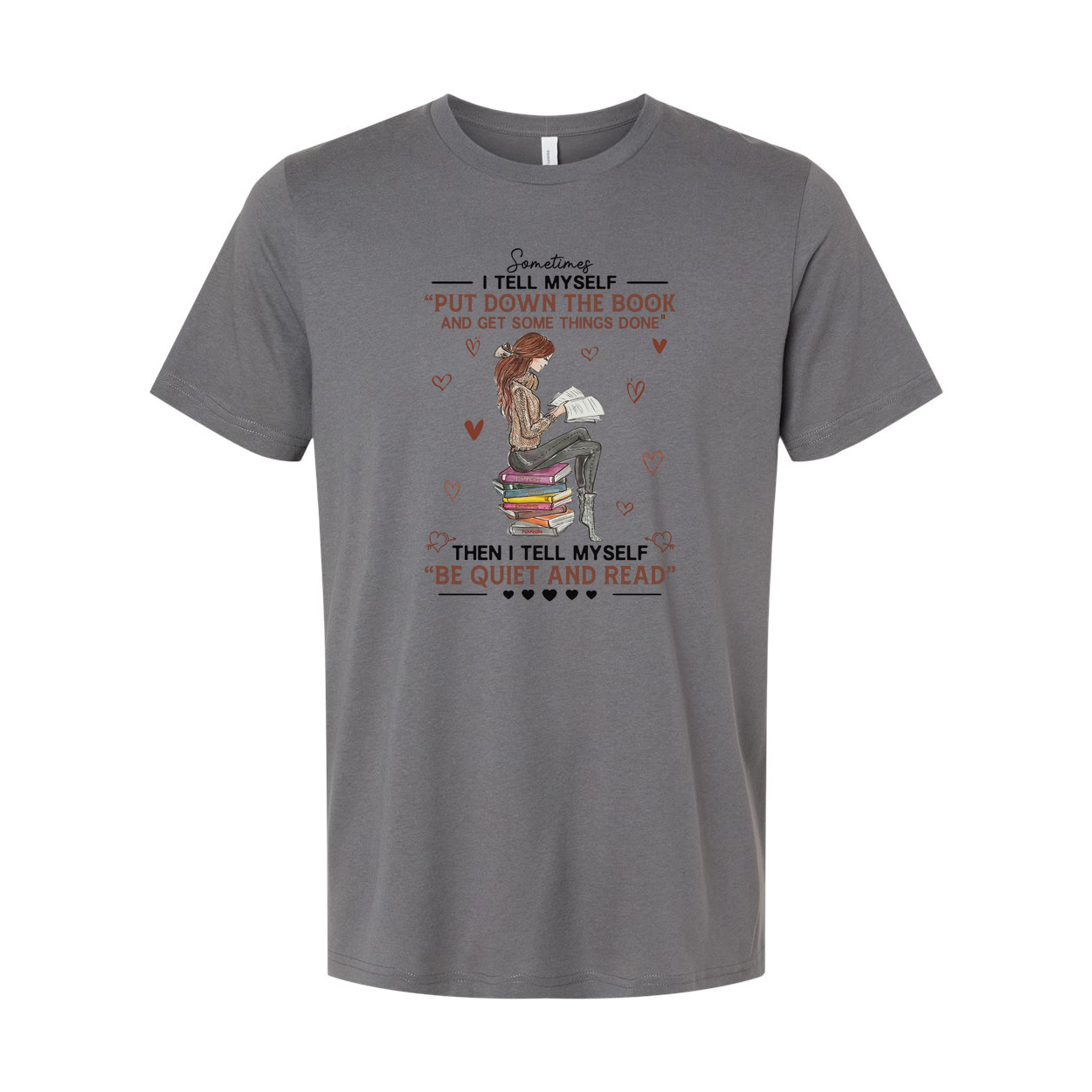 Unisex T Shirt With Reading On Stack Of Books Illustration