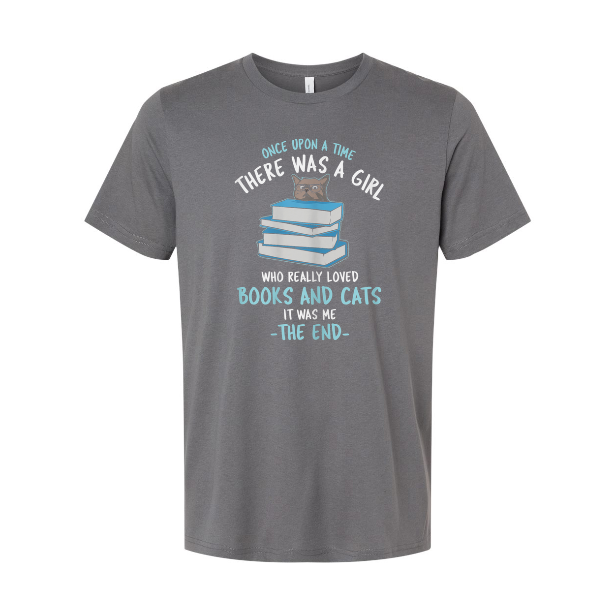 Unisex Graphic Tee With Cat On Stacked Books And Quotes About Books And Cats For Book Lovers