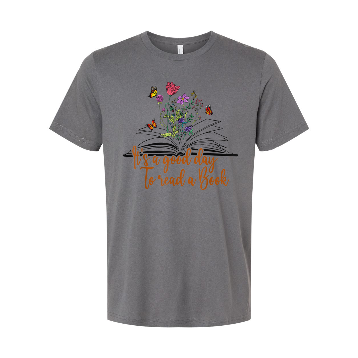 Unisex T Shirt With Floral Open Book Design And The Quote It's A Good Day To Read A Book