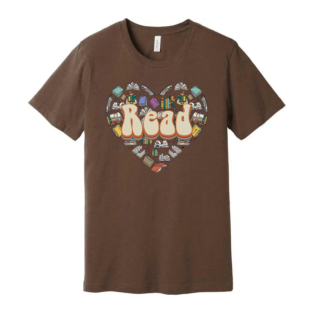 Unisex Read Heart Library Books Graphic T Shirt For Book Lovers And Avid Readers
