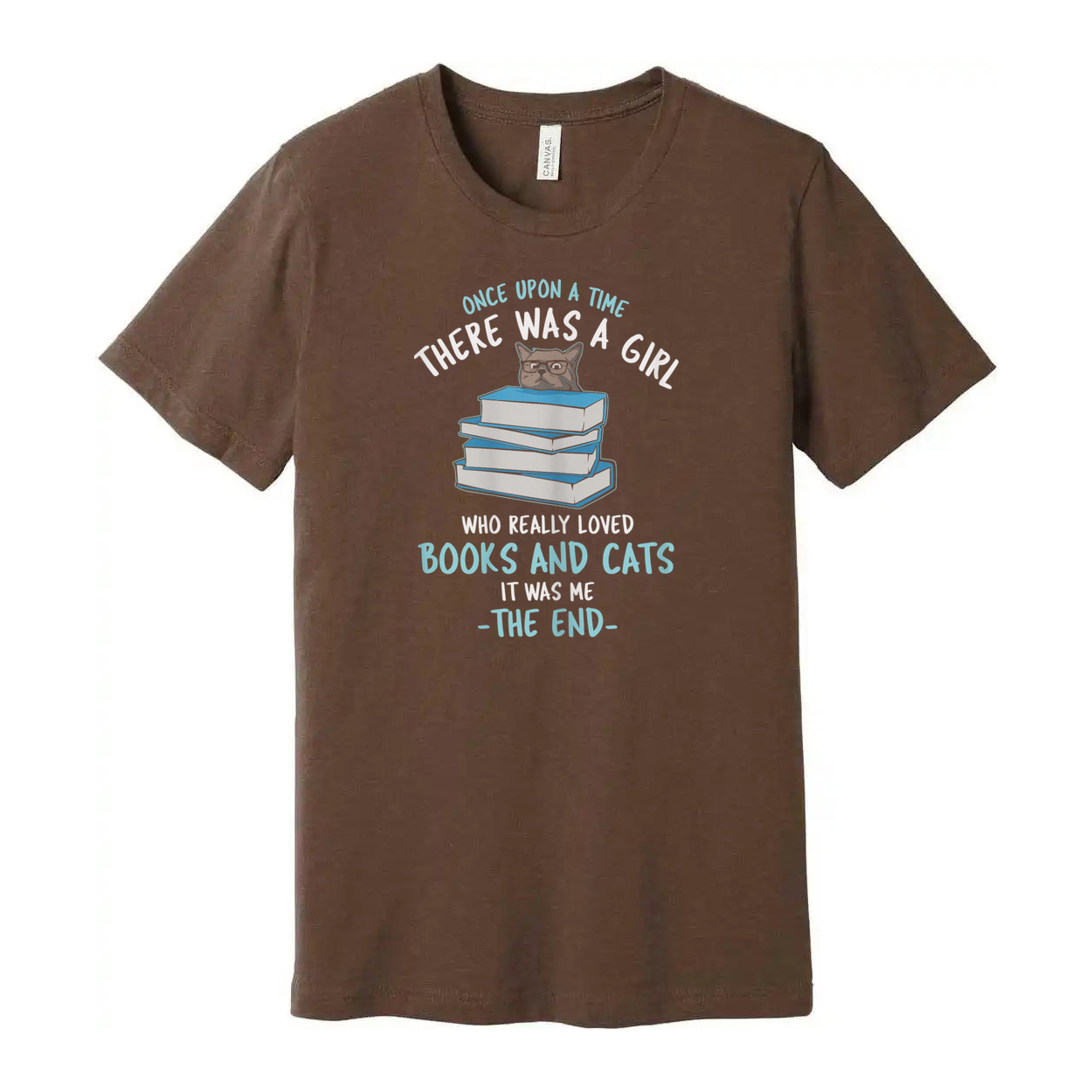 Unisex Graphic Tee With Cat On Stacked Books And Quotes About Books And Cats For Book Lovers