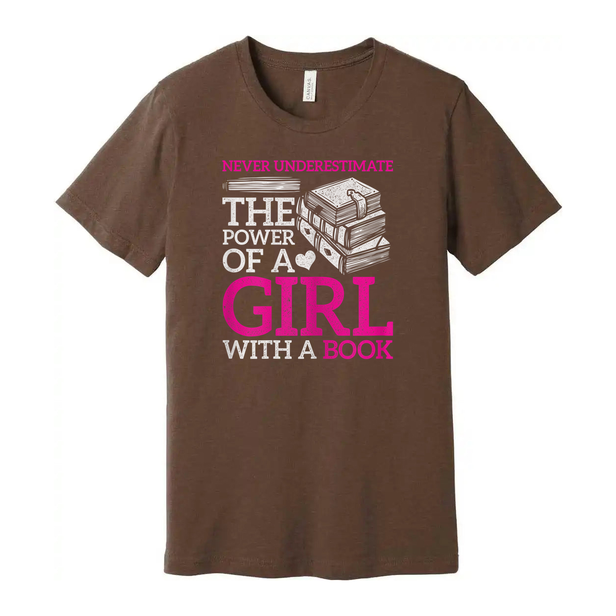 Never Underestimate The Power Of A Girl With A Book Graphic T Shirt Unisex Short Sleeve