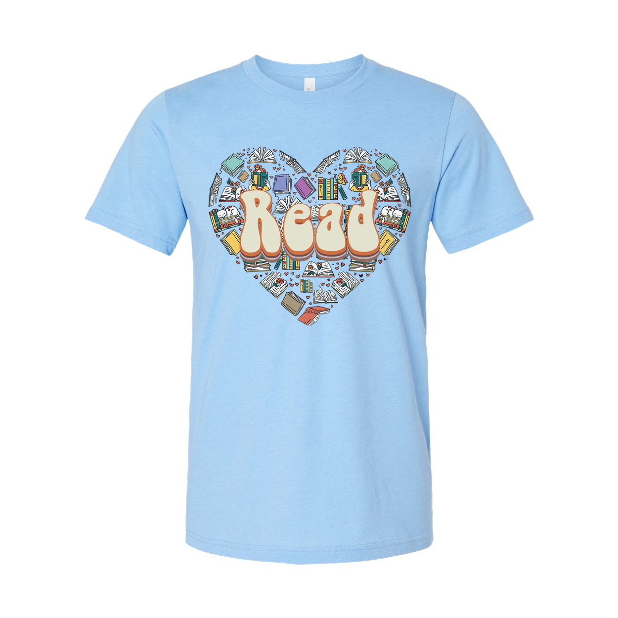 Unisex Read Heart Library Books Graphic T Shirt For Book Lovers And Avid Readers