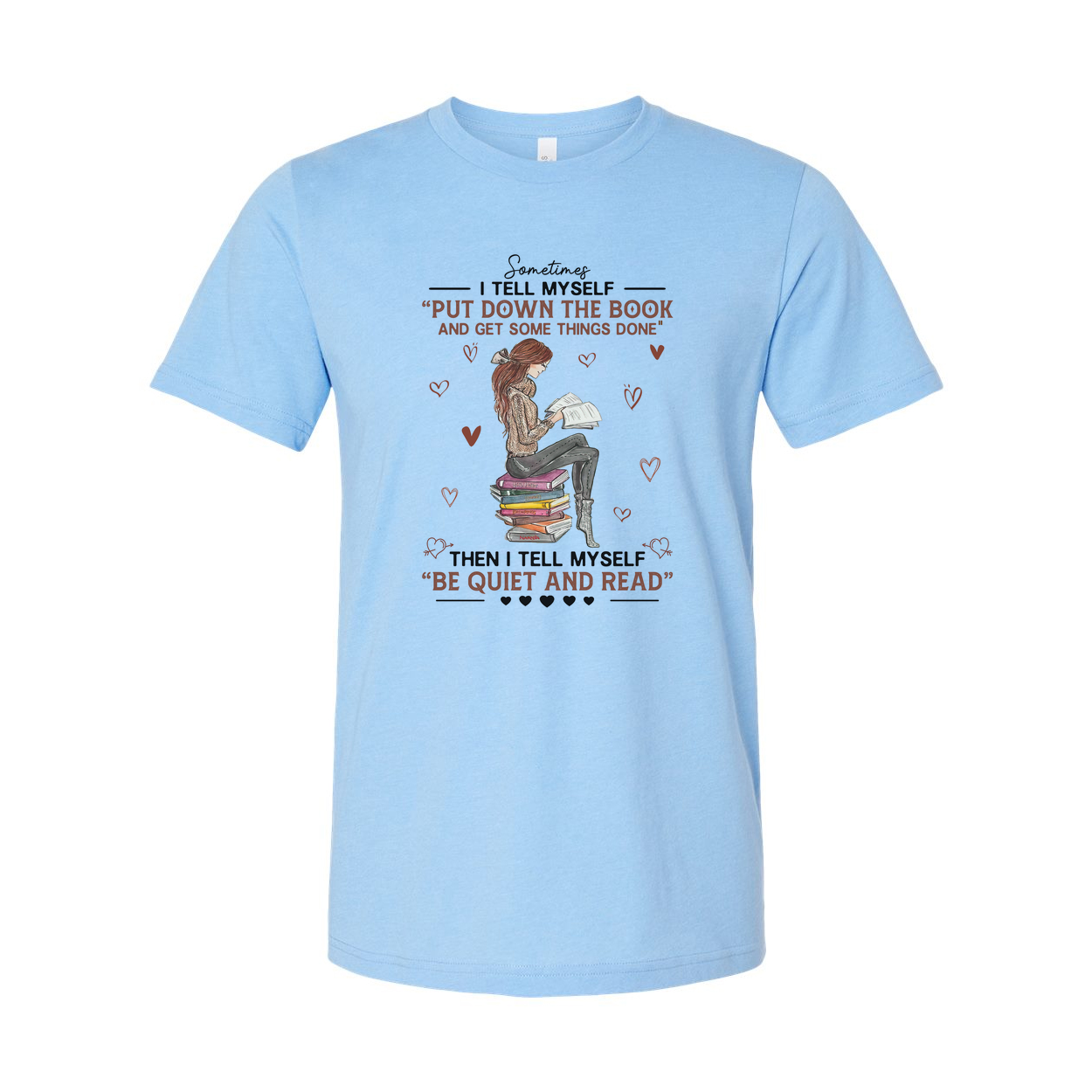 Unisex T Shirt With Reading On Stack Of Books Illustration